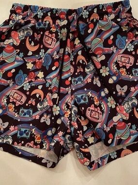 VINTAGE Vibrant Space & Retro Game Print Shorts